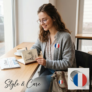 France Flag Button Refined Tricolor Identity Badge