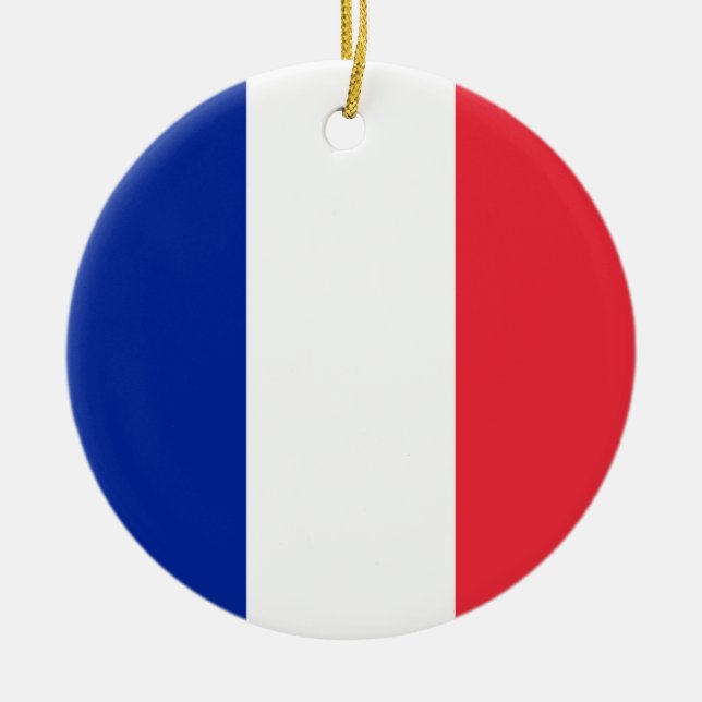 France Flag Ceramic Tree Decoration (Front)