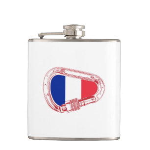 France Flag Climbing Carabiner Hip Flask