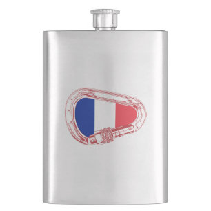 France Flag Climbing Carabiner Hip Flask