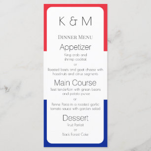 France Flag Colours French Dinner Menu