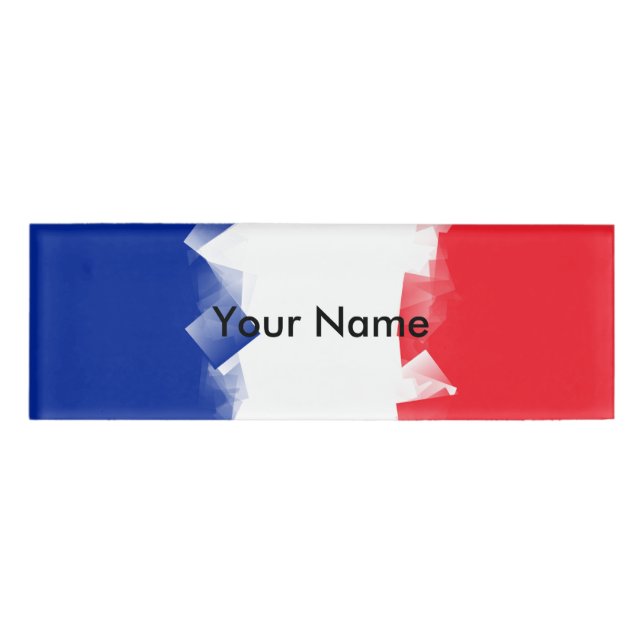 France Flag Cubic Name Tag (Front)