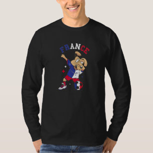 France Flag Dabbing Dog Soccer Player French Team T-Shirt