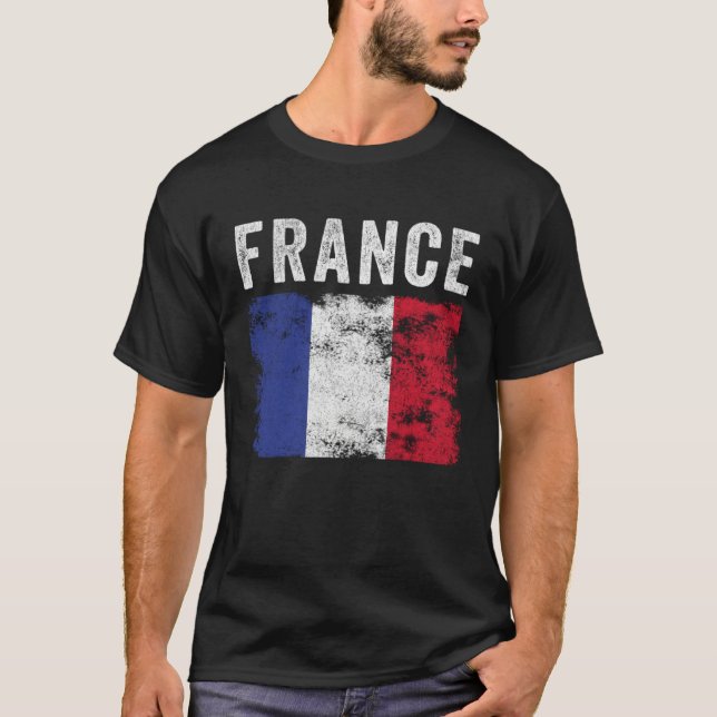 France Flag Distressed  Men Women Kids  French Fla T-Shirt (Front)