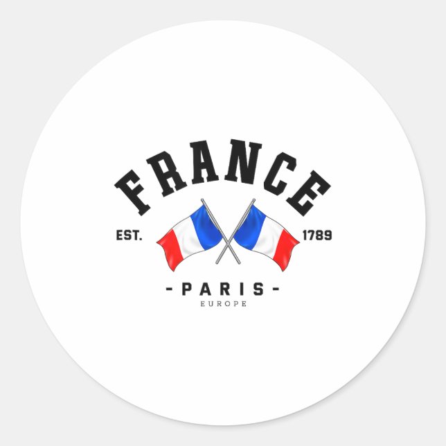 France Flag French Gift France Friend France Paris Classic Round Sticker (Front)