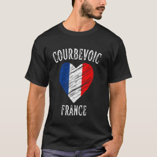France Flag Heart Courbevoic City T-Shirt