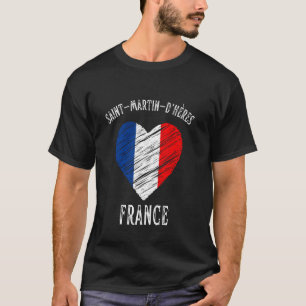 France Flag Heart Saint Martin d Heres City T-Shirt