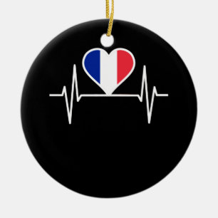 France Flag Heartbeat Ceramic Tree Decoration