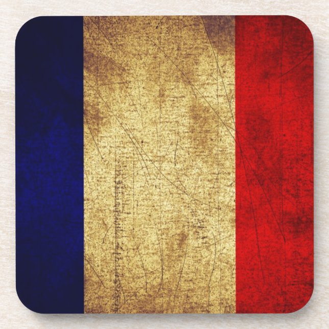 France Flag in Grunge Coaster (Front)