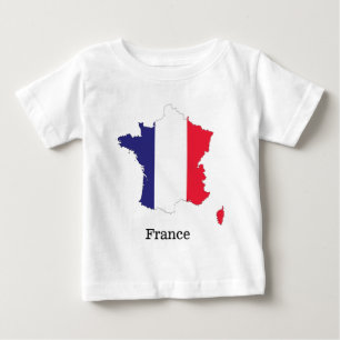 France Flag in Map Souvenir Design Baby T-Shirt