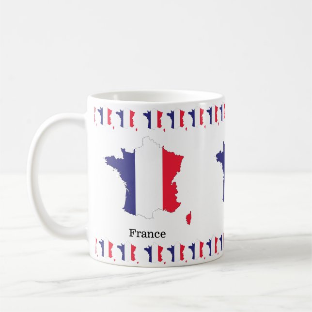 France Flag in Map Souvenir Design Coffee Mug (Left)