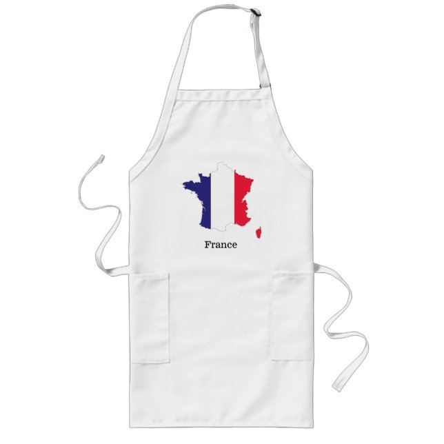 France Flag in Map Souvenir Design Long Apron (Front)