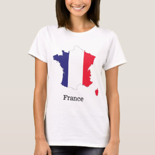 France Flag in Map Souvenir Design T-Shirt