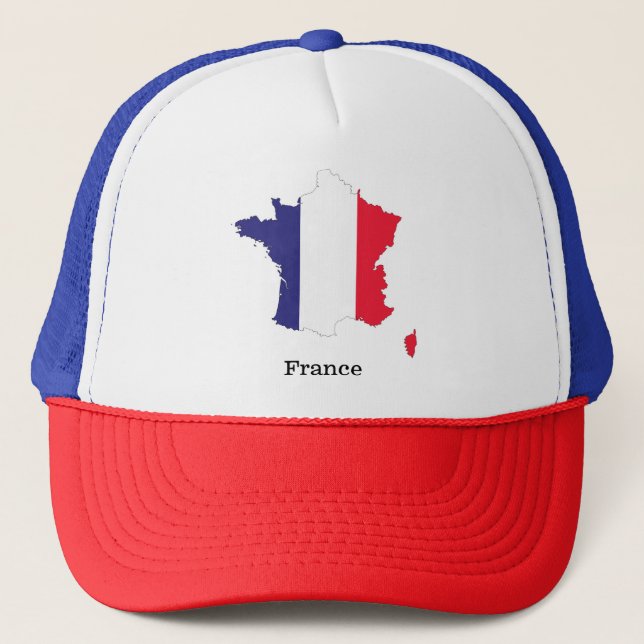 France Flag in Map Souvenir Design Trucker Hat (Front)