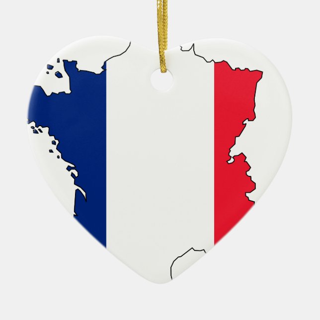 France Flag Map #2 Ceramic Tree Decoration (Front)