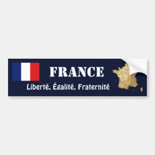France Flag + Map Bumper Sticker