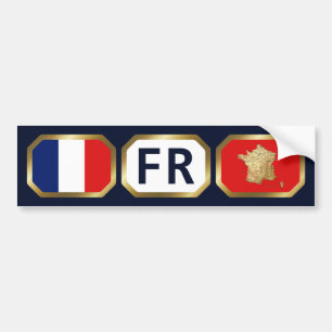 France Flag Map Code Bumper Sticker