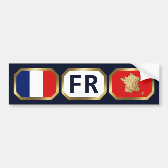 France Flag Map Code Bumper Sticker | Zazzle