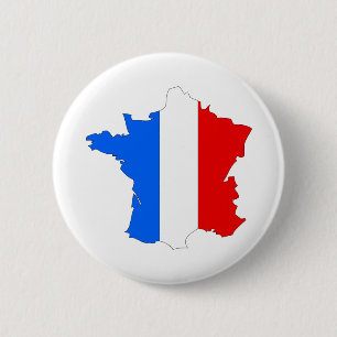 France Flag Map full size 6 Cm Round Badge