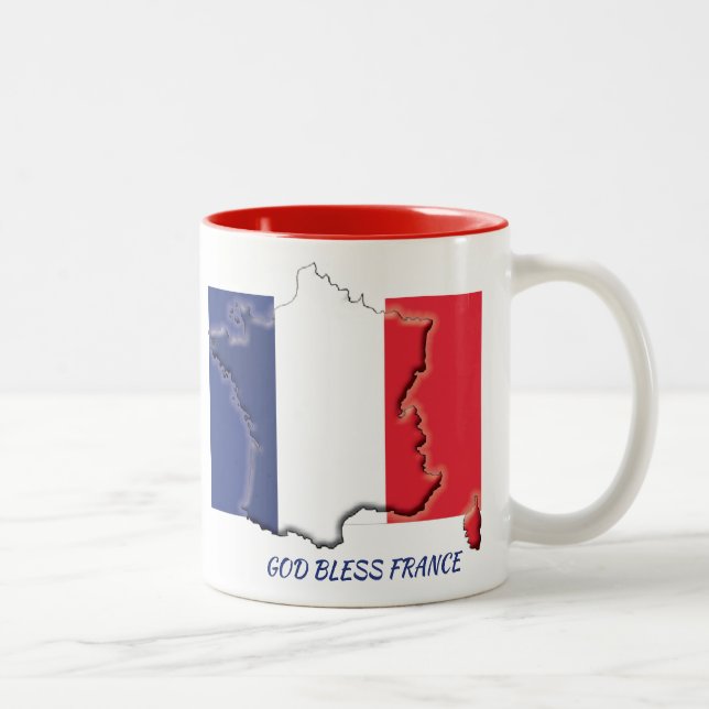 FRANCE FLAG MAP Scripture Customised White Two-Tone Coffee Mug (Right)