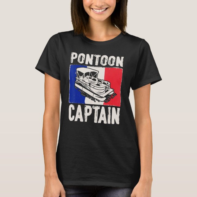 France Flag Patriotic Boat Captain French Pontoon  T-Shirt (Front)