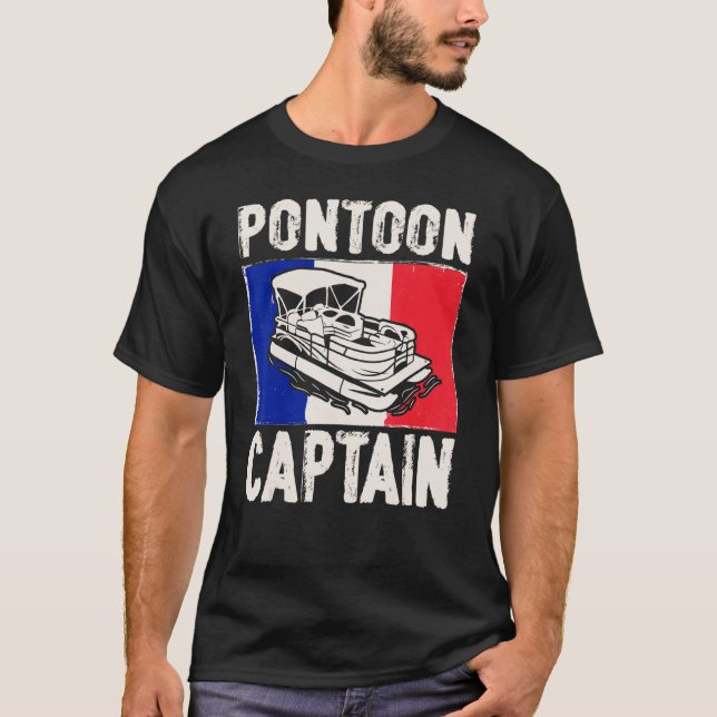France Flag Patriotic Boat Captain French Pontoon  T-Shirt (Front)