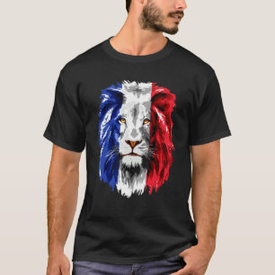 France Flag Pride Lion Face France French Flag T-Shirt