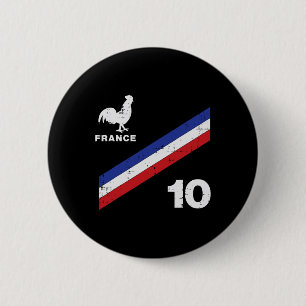 France Flag Rooster Number 10 Soccer Fan Men Women 6 Cm Round Badge