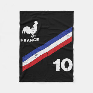 France Flag Rooster Number 10 Soccer Fan Men Women Fleece Blanket
