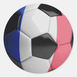 France Flag Soccer Ball Classic Round Sticker