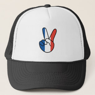 France Flag V Sign Trucker Hat