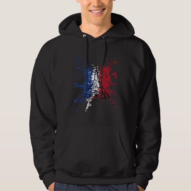 France Flag Vintage French Pride Map  1 Hoodie (Front)