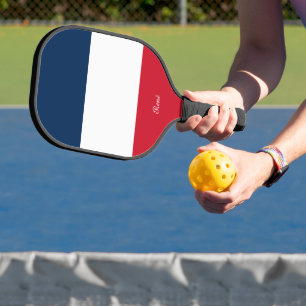 France Flag with Your Name Pickleball Paddle