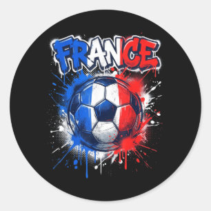 France Football Soccer Player Flag Graffiti Classic Round Sticker