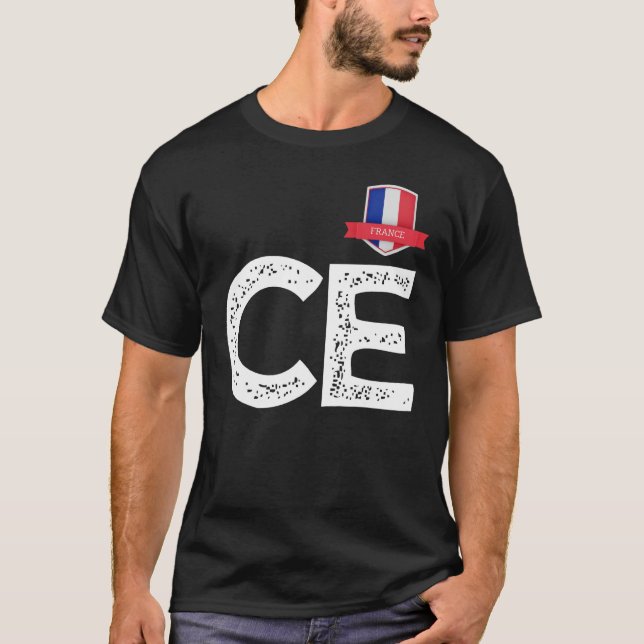 France France Human-Flag Letter C and E France T-Shirt (Front)