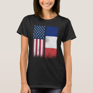 France French American Flags Proud USA France T-Shirt