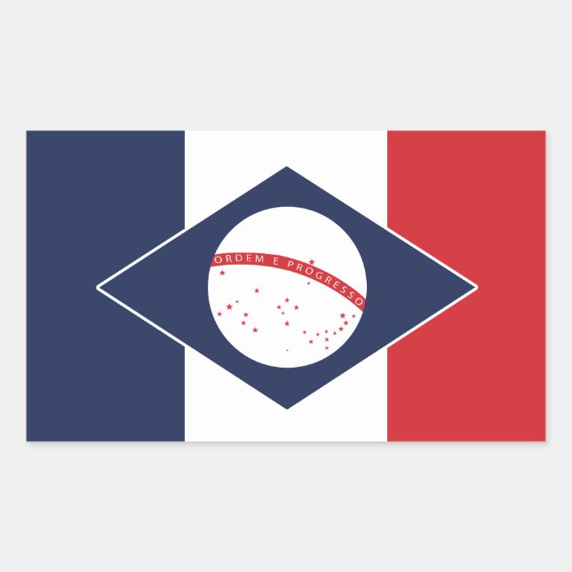 France French Brazil Brazilian Flag Rectangular Sticker (Front)