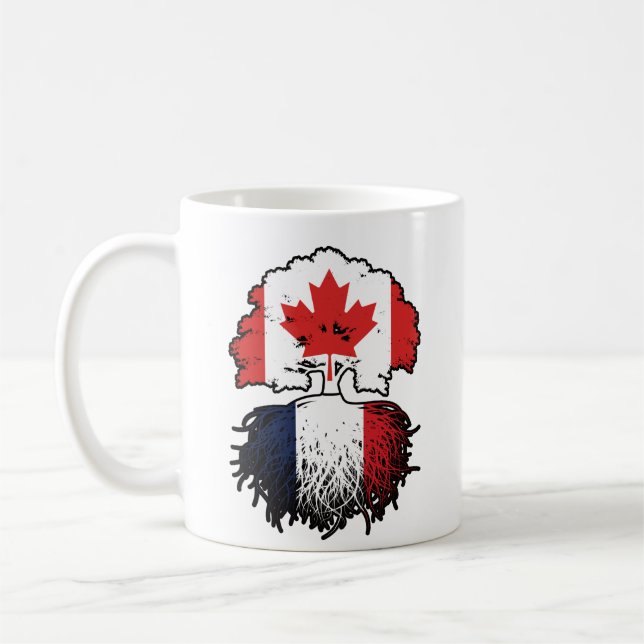 France French Canadian Canada Tree Roots Flag Coffee Mug (Left)