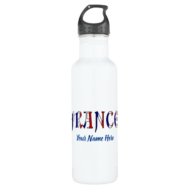 France French Flag Colours Personalised 710 Ml Water Bottle (Front)