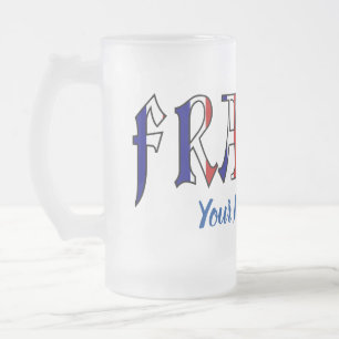 France French Flag Colours Personalised Drinking Frosted Glass Beer Mug