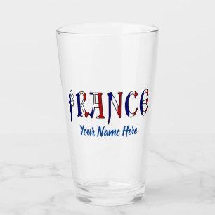 France French Flag Colours Personalised Drinking Glass