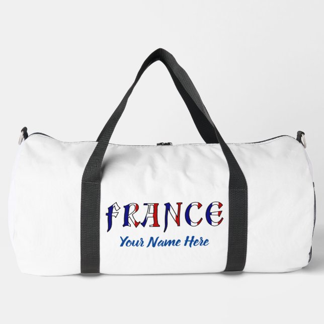 France French Flag Colours Personalised Duffle Bag (Front)