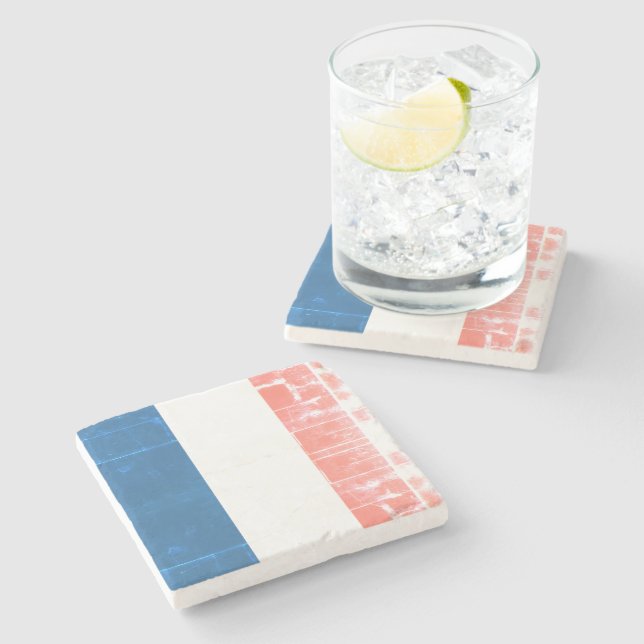 France – French-flag – Drapeau France – shabby Stone Coaster (Side)
