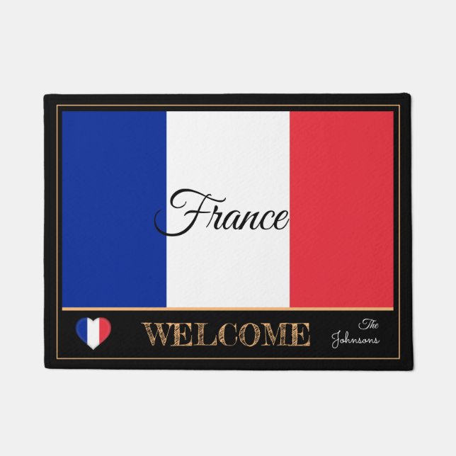 France & French Flag house mat /sports Welcome (Front)