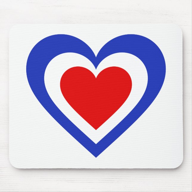 France/French Flag-inspired Hearts Mouse Mat (Front)