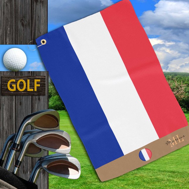 France & French flag monogrammed Golf Towel (Creator Uploaded)