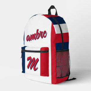 France French Flag Personalised Name Monogrammed Printed Backpack