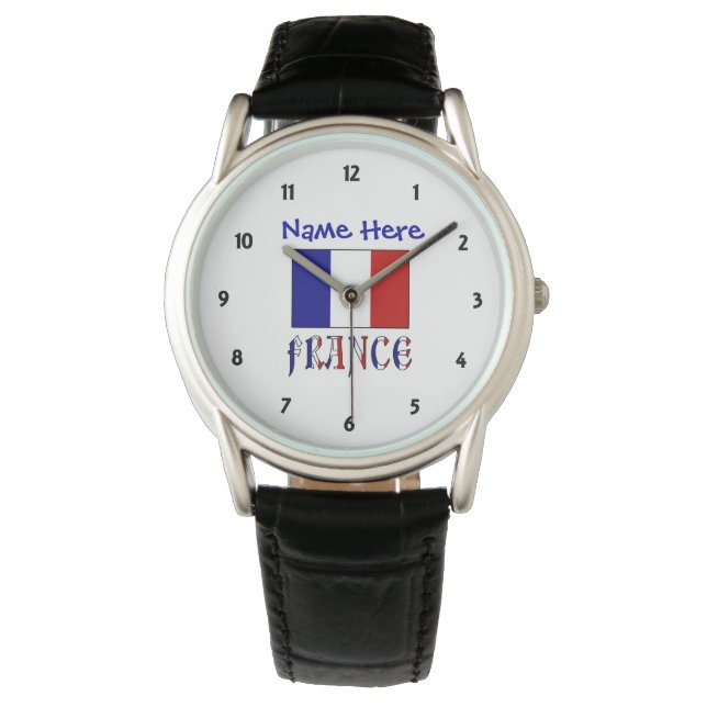 France French Flag Personalised Small Numbers Men Watch (Front)