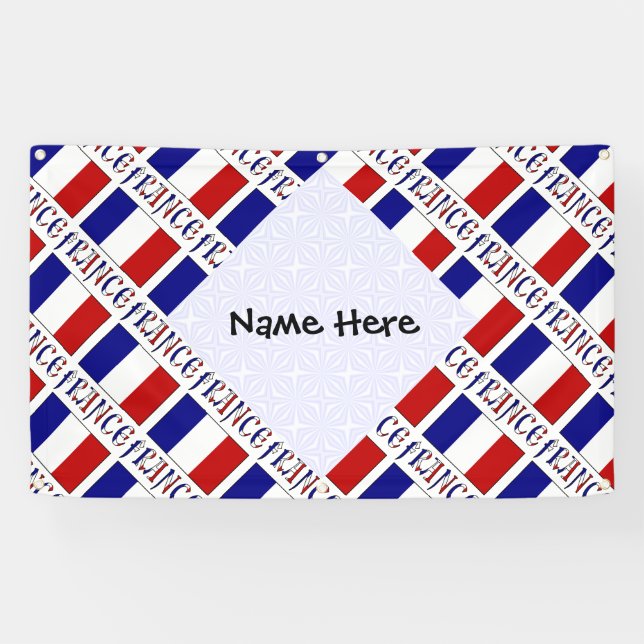 France French Flag Tiled Personalised  Banner (Horizontal)