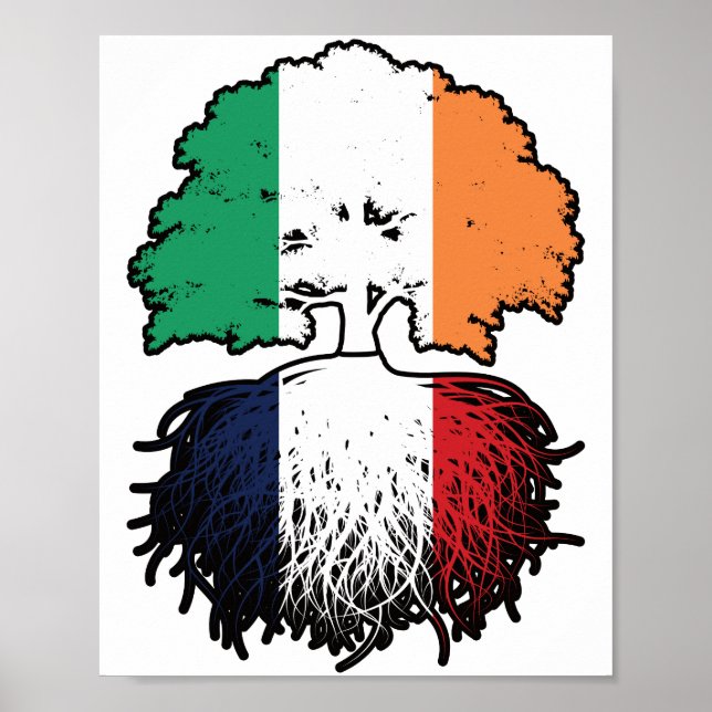 France French Irish Ireland Tree Roots Flag Poster (Front)